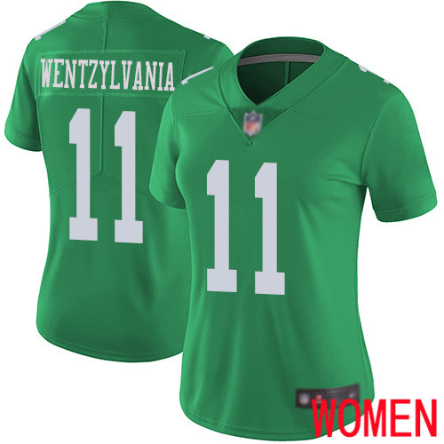 Women Philadelphia Eagles  #11 Carson Wentz Limited Green Rush Vapor Untouchable NFL Jersey Wentzylvania